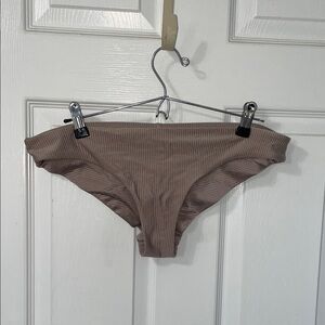 aerie Ribbed Cheeky Bikini Bottoms in Taupe